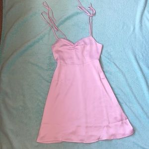 Light pink satin mini dress